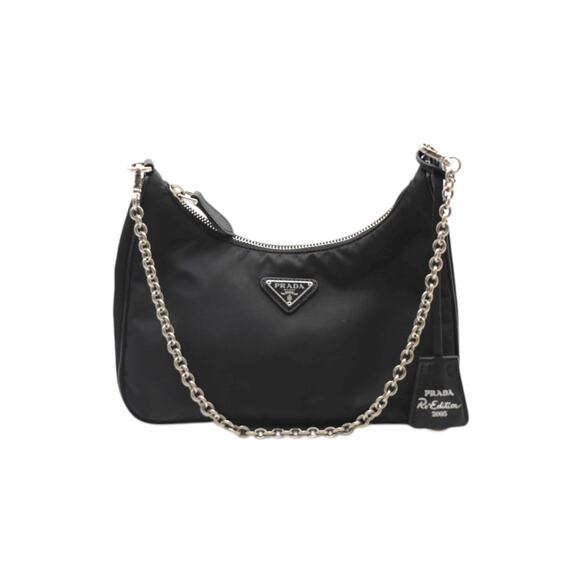 PRADA Saffiano Re-Edition Naylon Bag With Crossbody Strap In Black - Picture 1 of 6